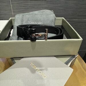 Tom Ford Leather crocodile T Logo Bracelet like New
